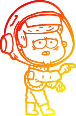 Bir insan tarafından çizilmiş, karikatür, yorgun astronot çizimi.