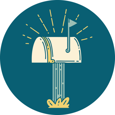 Bir insan tarafından çizilmiş dövme stili kapalı posta kutusu simgesi