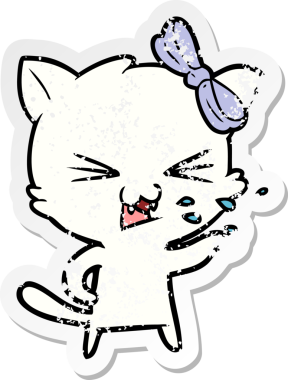 Bir insan tarafından çizilmiş karikatür bir kedinin sıkıntılı çıkartması.