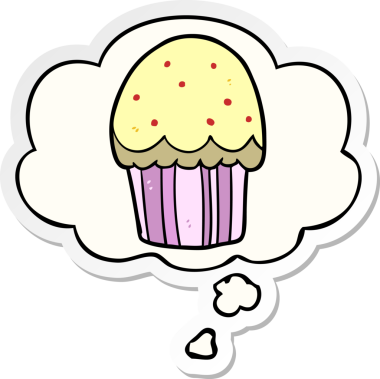 İnsan tarafından çizilmiş bir çıkartma olarak düşünce baloncuklu çizgi film keki.