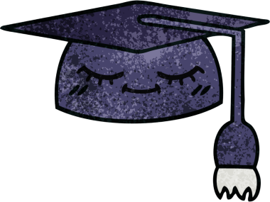 Mezuniyet şapkasının retro grunge deseni bir insan tarafından çizilmiş.