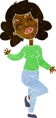 Bir insan tarafından çizilmiş mutlu kadın çizgi filmi.