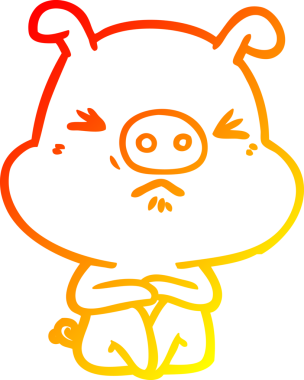 Bir insan tarafından çizilmiş kızgın bir domuzun sıcak çizgi çizimi.