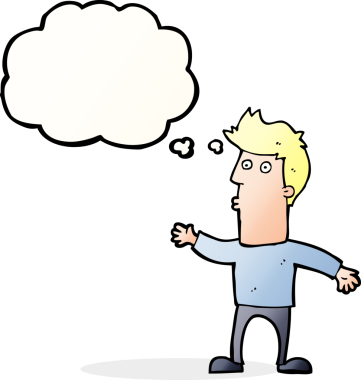 Bir insan tarafından çizilen düşünce baloncuğuyla adamı şaşırtan çizgi film.