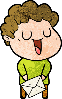 Bir insan tarafından çizilmiş gülen karikatür adam.