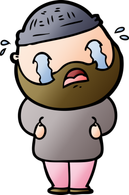 Çizgi film sakallı adam bir insan tarafından çizilmiş ağlıyor.