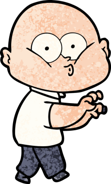 Bir insan tarafından çizilmiş kel bir adam.