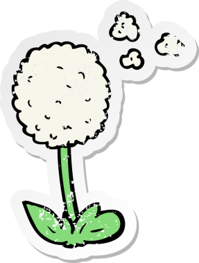 Bir insan tarafından çizilmiş karikatür çiçeğinin sıkıntılı çıkartması