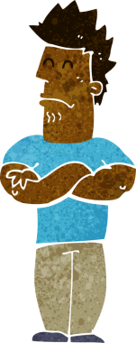 Bir insan tarafından çizilmiş somurtkan bir adam.