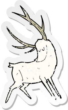 Bir insan tarafından çizilmiş bir karikatür beyaz geyiğin gerilimli etiketi.