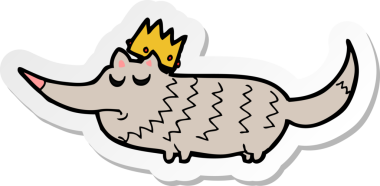 Bir insan tarafından çizilmiş tacı olan küçük bir kurdun çıkartması.