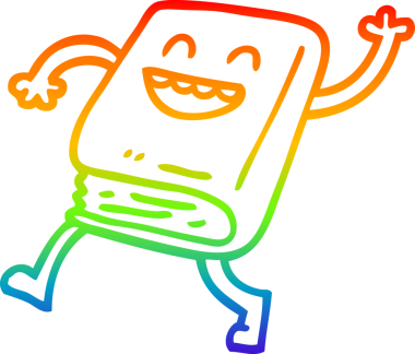 Gökkuşağı gradyan çizgi çizimi Bir insan tarafından çizilen mutlu kitap