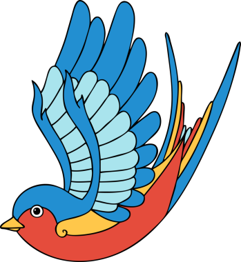 Bir insan tarafından çizilmiş geleneksel bir kırlangıç dövmesi.