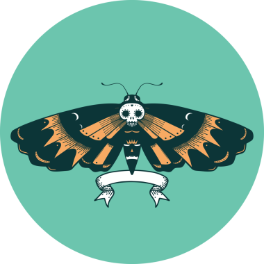 Bir insan tarafından çizilmiş ölüm baş güvesi dövmesi simgesi