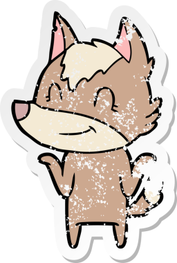 Bir insan tarafından çizilmiş dost canlısı bir kurdun sıkıntılı çıkartması.