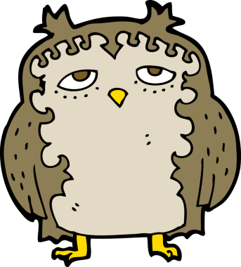 bir insan tarafından çizilmiş yaşlı baykuş çizgi filmi