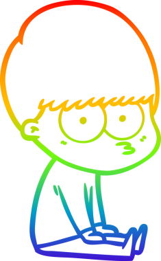 gökkuşağı gradyan çizimi bir insan tarafından çizilmiş meraklı bir çizgi film çocuğu