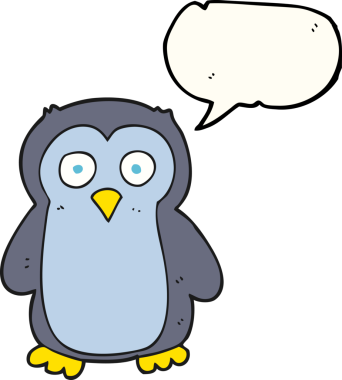 Bir insan tarafından çizilmiş serbest konuşma balonu karikatürü pengueni