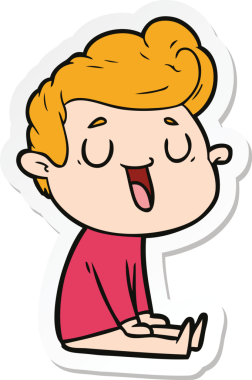 Bir insan tarafından çizilmiş mutlu bir çizgi film karakterinin çıkartması.