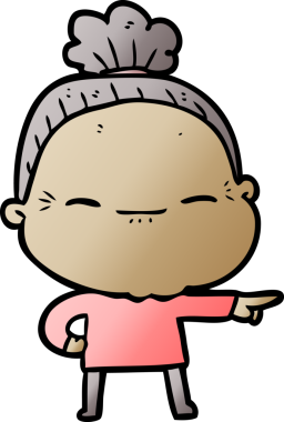 Bir insan tarafından çizilmiş barışçıl yaşlı bir kadın.