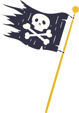 Bir insan tarafından çizilmiş bir korsan bayrağının karalaması.