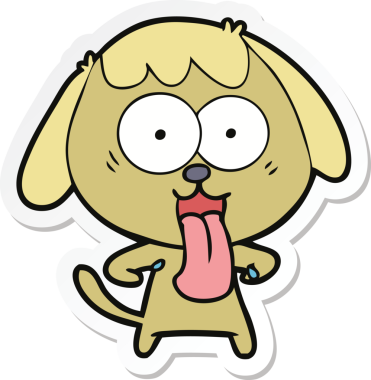 Bir insan tarafından çizilmiş şirin bir köpeğin çıkartması.