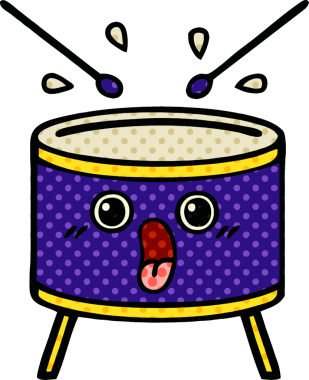 bir insan tarafından çizilmiş bir davul karikatürü.