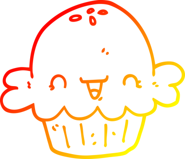 Bir insan tarafından çizilmiş tatlı bir çizgi film pastasının sıcak gradyan çizimi