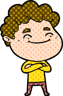 Bir insan tarafından çizilmiş çizgi film dostu bir adam.