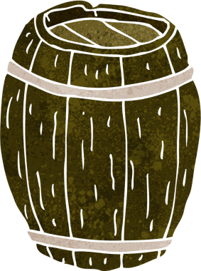 Bir insan tarafından çizilmiş ahşap fıçı.