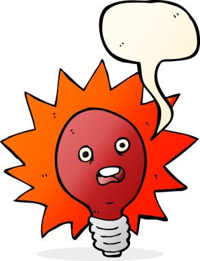 bir insan tarafından çizilmiş konuşma baloncuklu kırmızı ampul.