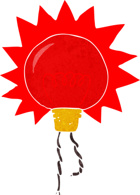 bir insan tarafından çizilmiş kırmızı bir ampul.