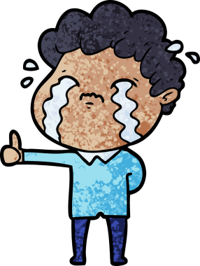 Bir insan tarafından çizilmiş ağlayan çizgi film adamı.