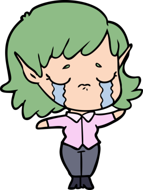 Bir insan tarafından çizilmiş ağlayan elf kızı.