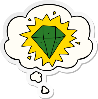 Düşünce baloncuklu karikatür elması insan tarafından çizilmiş bir çıkartma.