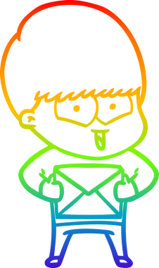 gökkuşağı gradyan çizgi çizimi bir insan tarafından çizilmiş mutlu bir çocuk