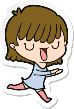 Bir insan tarafından çizilmiş bir karikatür kadının çıkartması.