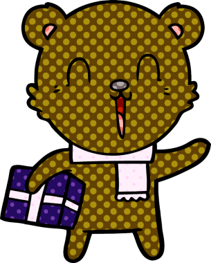 Bir insan tarafından çizilmiş mutlu çizgi film ayısı.