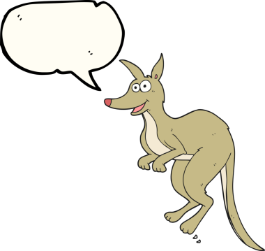Bir insan tarafından çizilmiş serbest konuşma balonu çizgi filmi kangurusu.