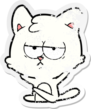 Bir insan tarafından çizilmiş sıkıntılı bir çizgi film kedisinin çıkartması.