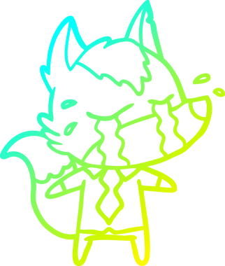 Bir insan tarafından çizilmiş iş kıyafetleri içinde ağlayan kurt çizgi filmi çizimi.