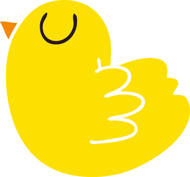 Bir insan tarafından çizilmiş tuhaf bir çizgi film sarı kuş.