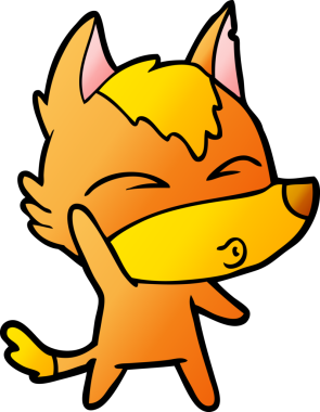 Bir insan tarafından çizilmiş tilki çizgi film karakteri