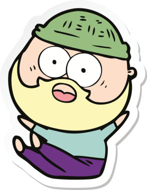 Bir insan tarafından çizilmiş sakallı bir adamın çıkartması.