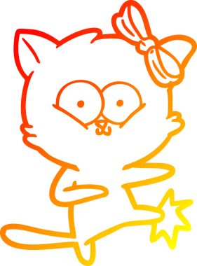 Bir insan tarafından çizilmiş çizgi film kedisinin sıcak çizgi çizimi