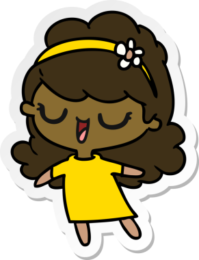 Bir insan tarafından çizilmiş kawai kızının serbest sticker karikatürü.