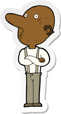 Bir insan tarafından çizilmiş kolları katlanmış yaşlı bir adamın çıkartması.