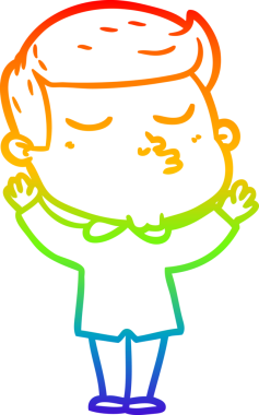 Gökkuşağı gradyan çizgi çizimi Bir insan tarafından çizilen çizgi film modeli adam