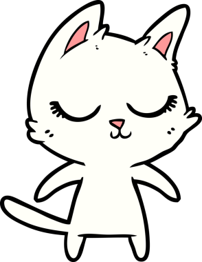 Bir insan tarafından çizilmiş sakin çizgi film kedisi.