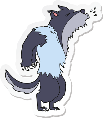 Bir insan tarafından çizilmiş uluyan kurt adamın çıkartması.